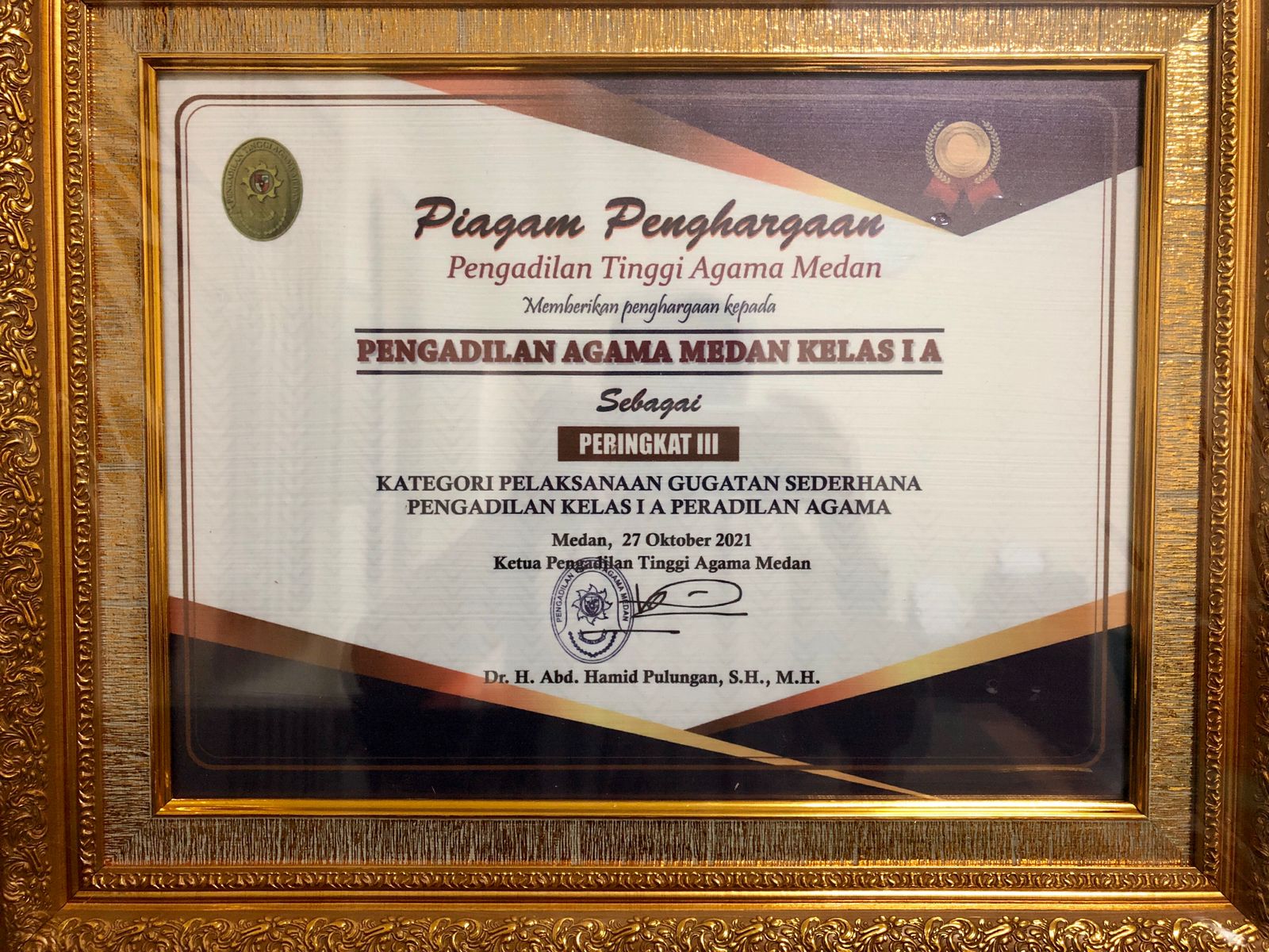 Anugerah MA Peringkat III Gugatan Sederhana